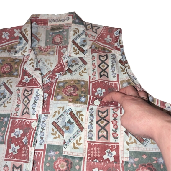 Vintage Pearl River Floral Button Down Sleeveless Collared Grandma Top Prairie - Picture 3 of 11